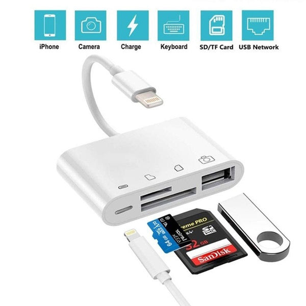 4-in-1 SD/TF Card Reader USB 2.0 Female OTG Adapter Cable Mobile Accessories - DailySale