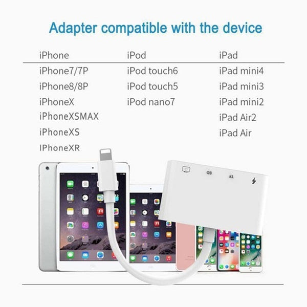 4-in-1 SD/TF Card Reader USB 2.0 Female OTG Adapter Cable Mobile Accessories - DailySale
