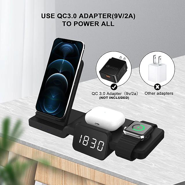 4-in-1 Wireless Charger with LED Digital Clock Mobile Accessories - DailySale