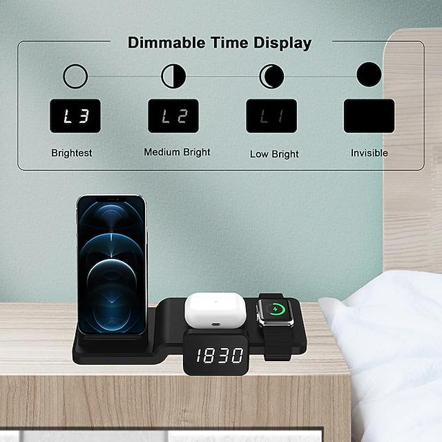 4-in-1 Wireless Charger with LED Digital Clock Mobile Accessories - DailySale