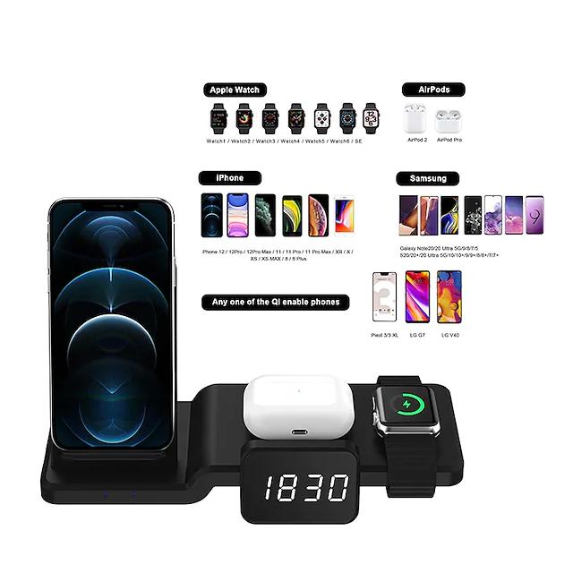 4-in-1 Wireless Charger with LED Digital Clock Mobile Accessories - DailySale