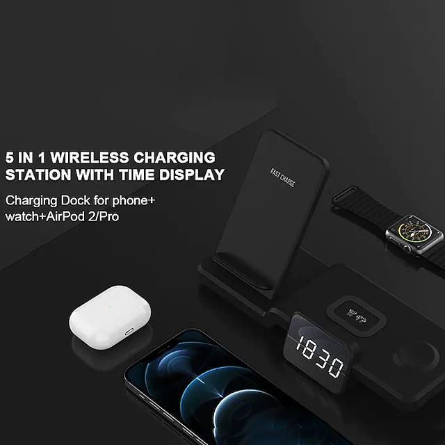 4-in-1 Wireless Charger with LED Digital Clock Mobile Accessories - DailySale