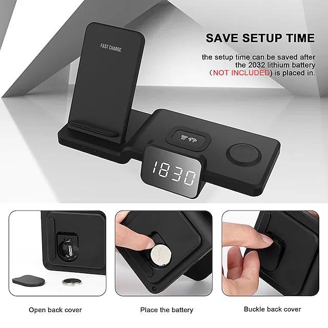 4-in-1 Wireless Charger with LED Digital Clock Mobile Accessories - DailySale