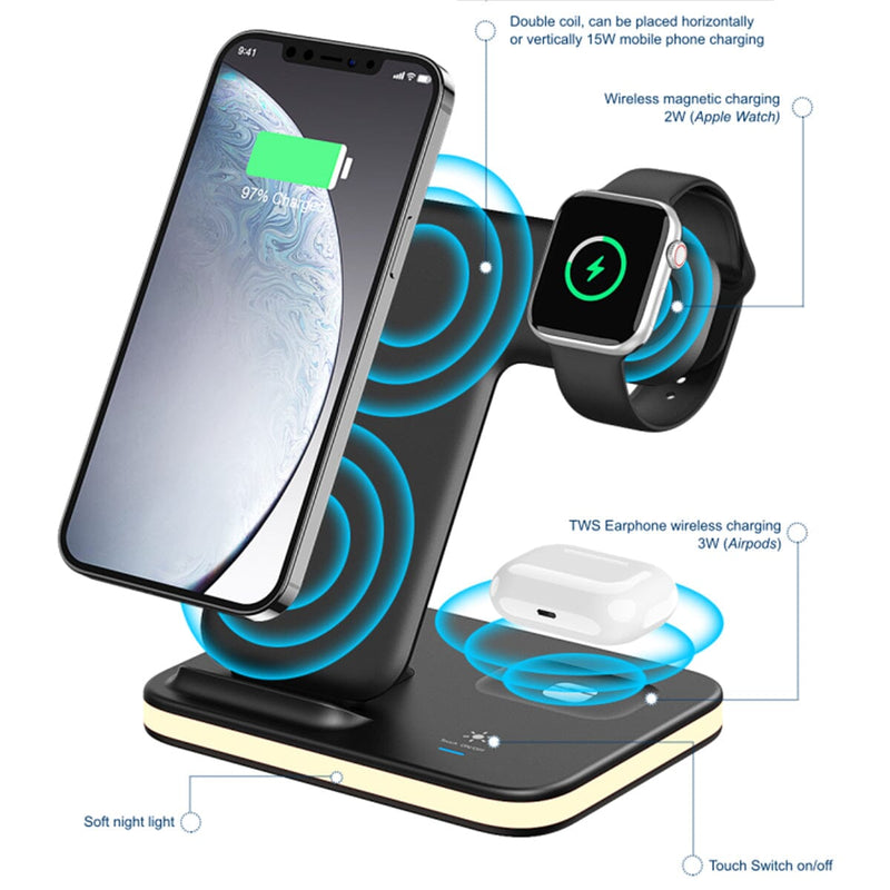 4-in-1 Wireless Charging Stand with Night Light Mobile Accessories - DailySale