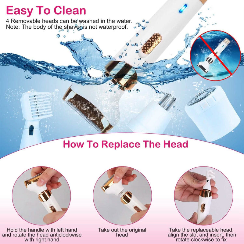4-in-1 Women Electric Hair Shaver USB Rechargeable Beauty & Personal Care - DailySale