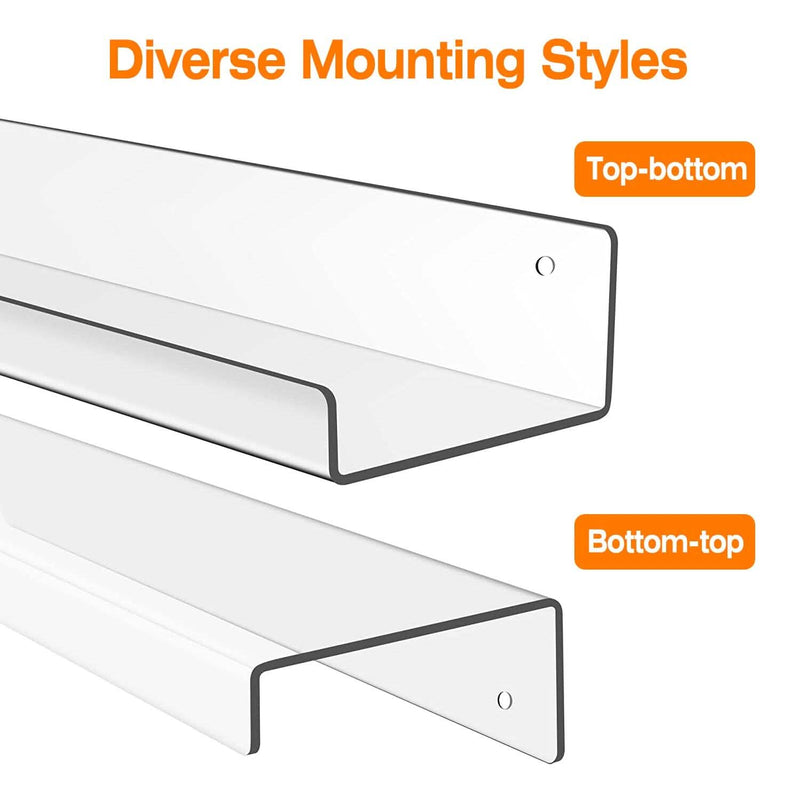 4-Pack: 15 inches Clear Acrylic Floating Shelves with 2 Mounting Ways Closet & Storage - DailySale