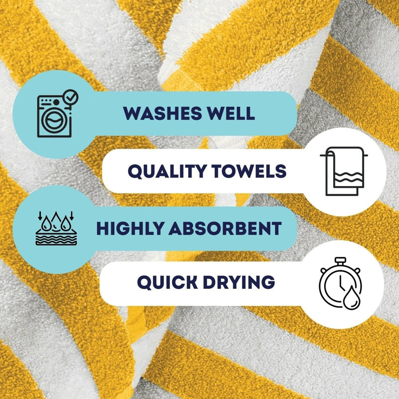 4-Pack: 30" x 60" Ultra-Soft 100% Cotton Striped Pool Cabana Hotel Beach Towels Bath - DailySale