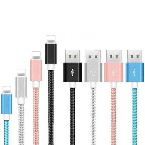 4-Pack: 6 Feet Heavy Duty Braided iPhone USB Cable Charger Cord Mobile Accessories - DailySale