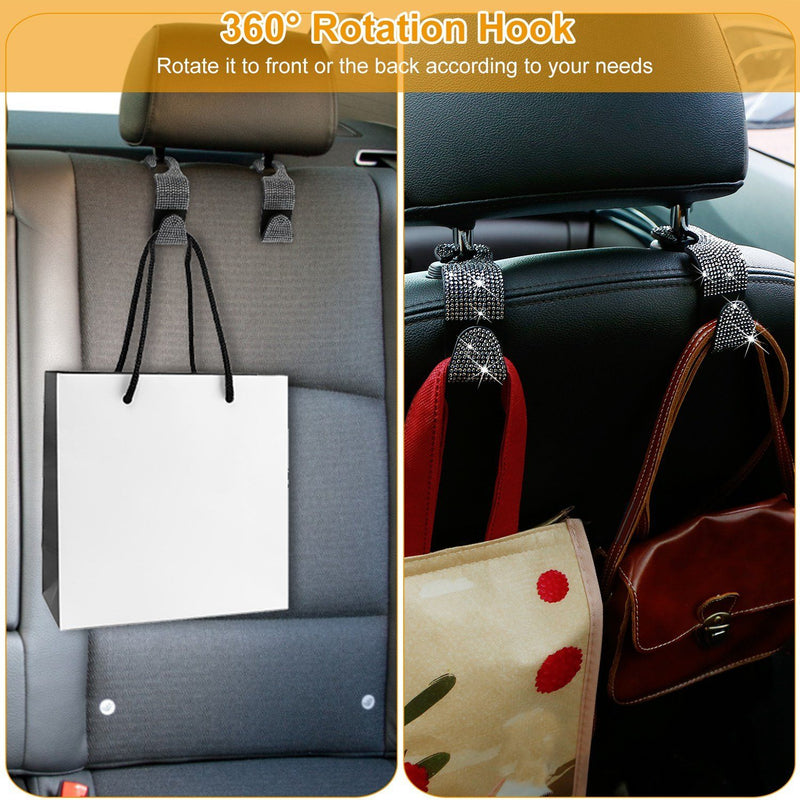 4-Pack: Car Headrest Hooks Bling Rhinestones Back Seat Organizer Hanger Holder Automotive - DailySale