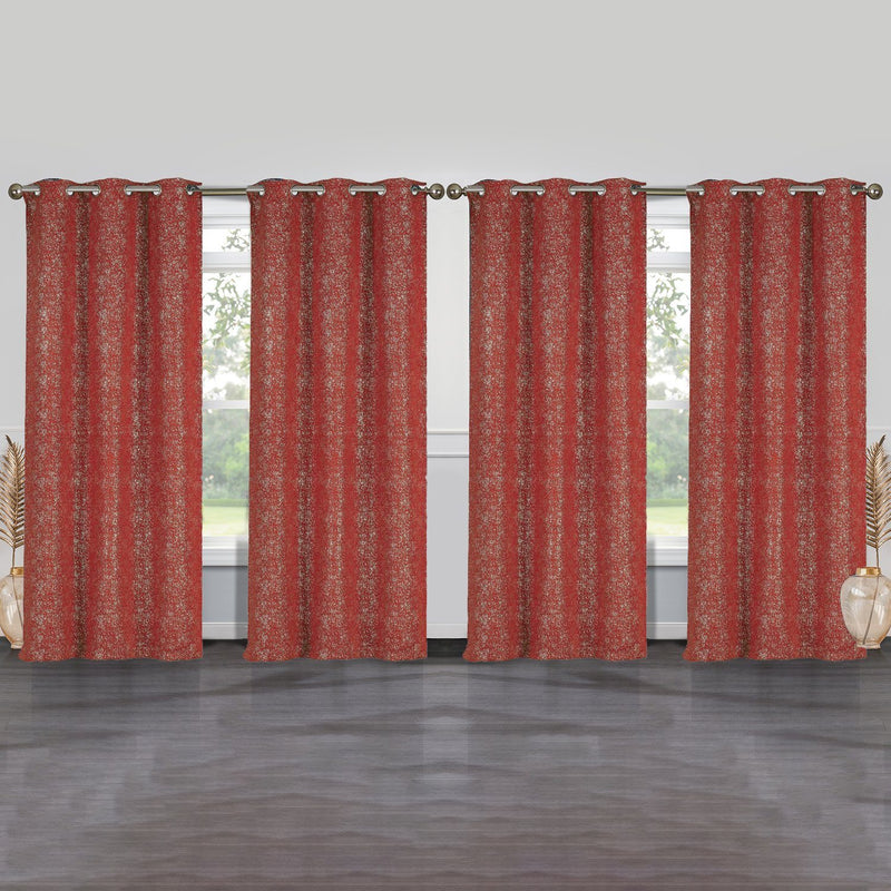 4-Pack: Cassie Metallic Textured Blackout Room Darkening Grommet Top Curtains Lighting & Decor Brick - DailySale