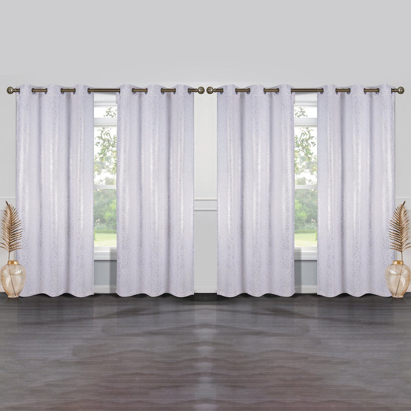 4-Pack: Cassie Metallic Textured Blackout Room Darkening Grommet Top Curtains Lighting & Decor White - DailySale