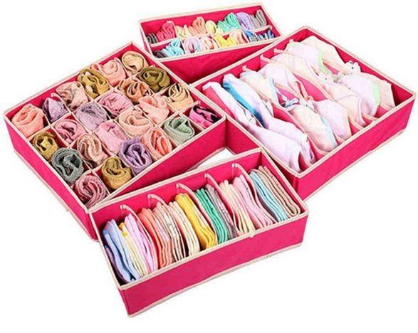 4-Pack: Collapsible Drawer Organizers - Pink Home Essentials - DailySale