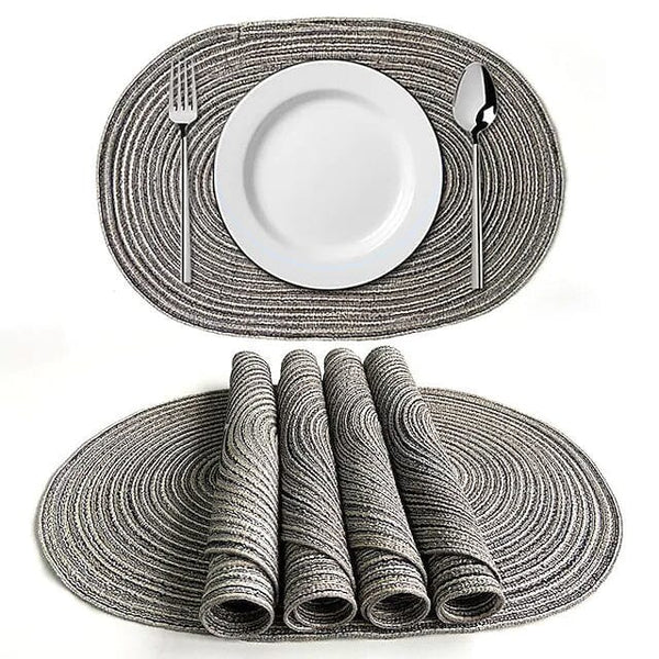 4-Pack: Cotton Oval Dining Mat Wine & Dining Gray - DailySale