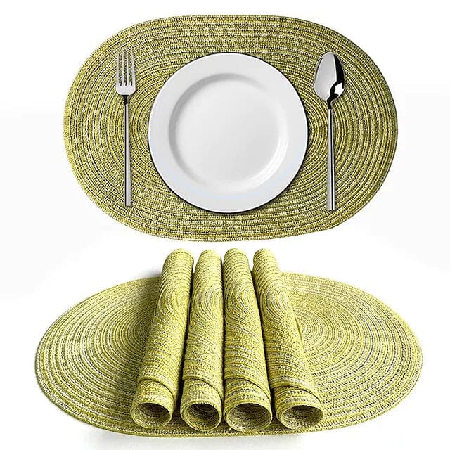 4-Pack: Cotton Oval Dining Mat Wine & Dining Green - DailySale