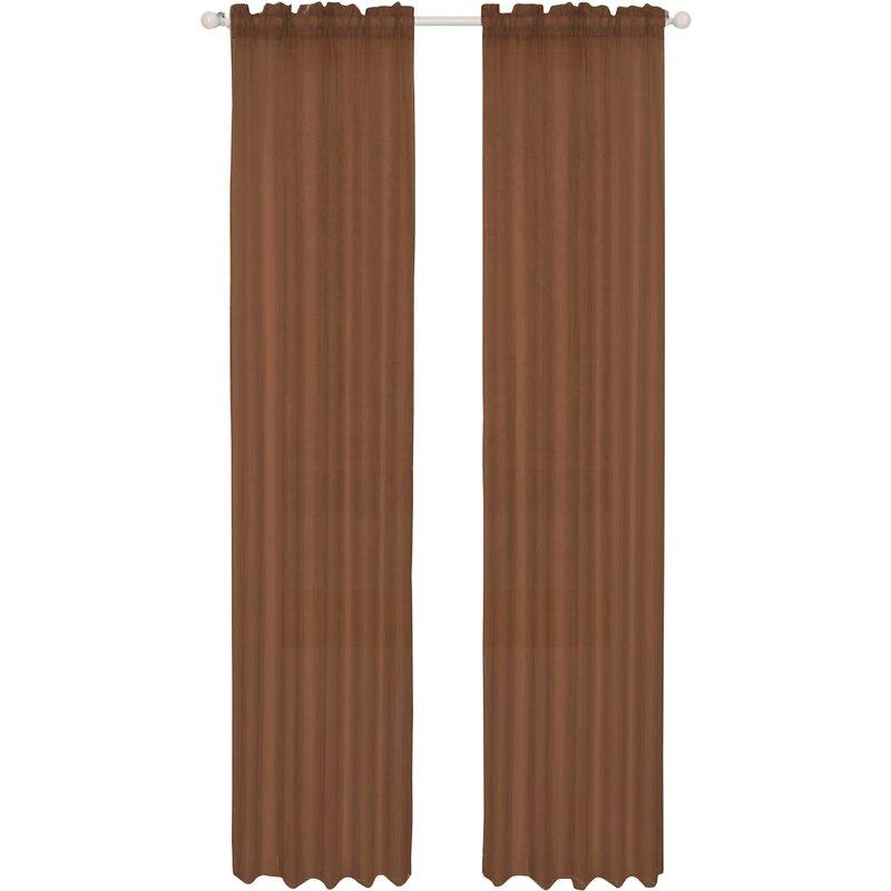 4-Pack: Dorian Solid Sheer Rod Pocket Curtain Panels Furniture & Decor Brown - DailySale