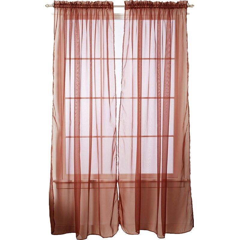 4-Pack: Dorian Solid Sheer Rod Pocket Curtain Panels Furniture & Decor Chocolate - DailySale