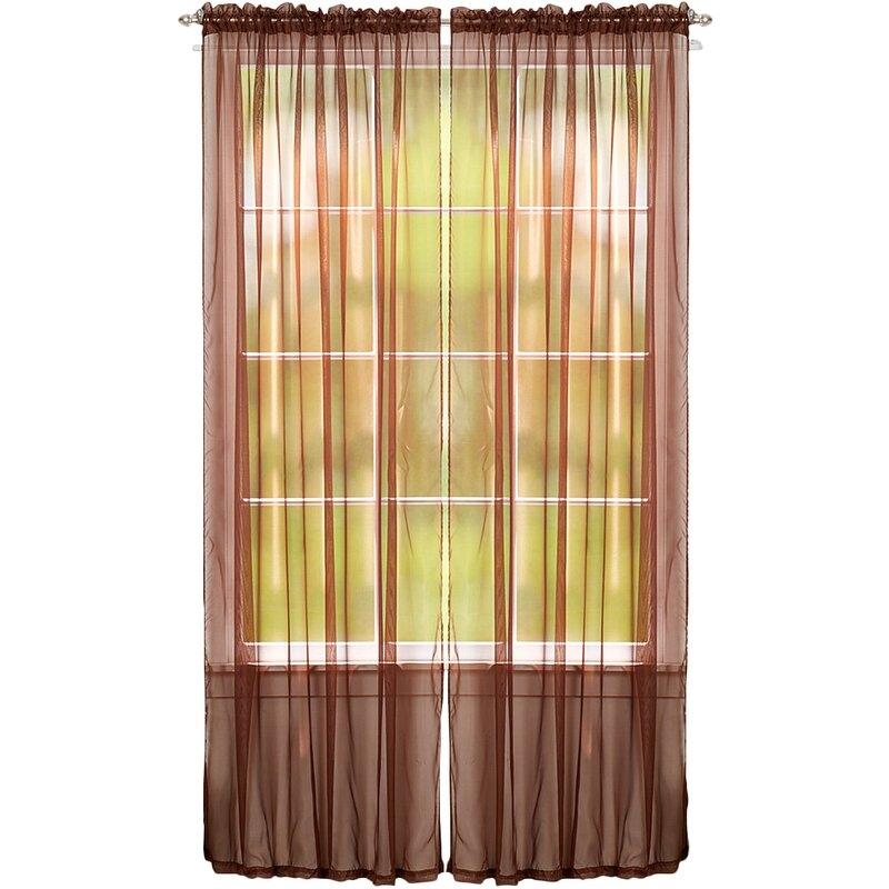 4-Pack: Dorian Solid Sheer Rod Pocket Curtain Panels Furniture & Decor Coffee - DailySale