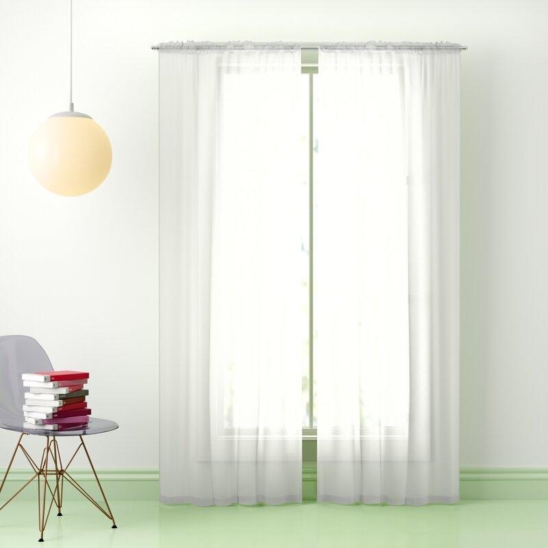 4-Pack: Dorian Solid Sheer Rod Pocket Curtain Panels Furniture & Decor - DailySale
