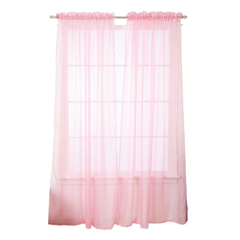 4-Pack: Dorian Solid Sheer Rod Pocket Curtain Panels Furniture & Decor Pink - DailySale