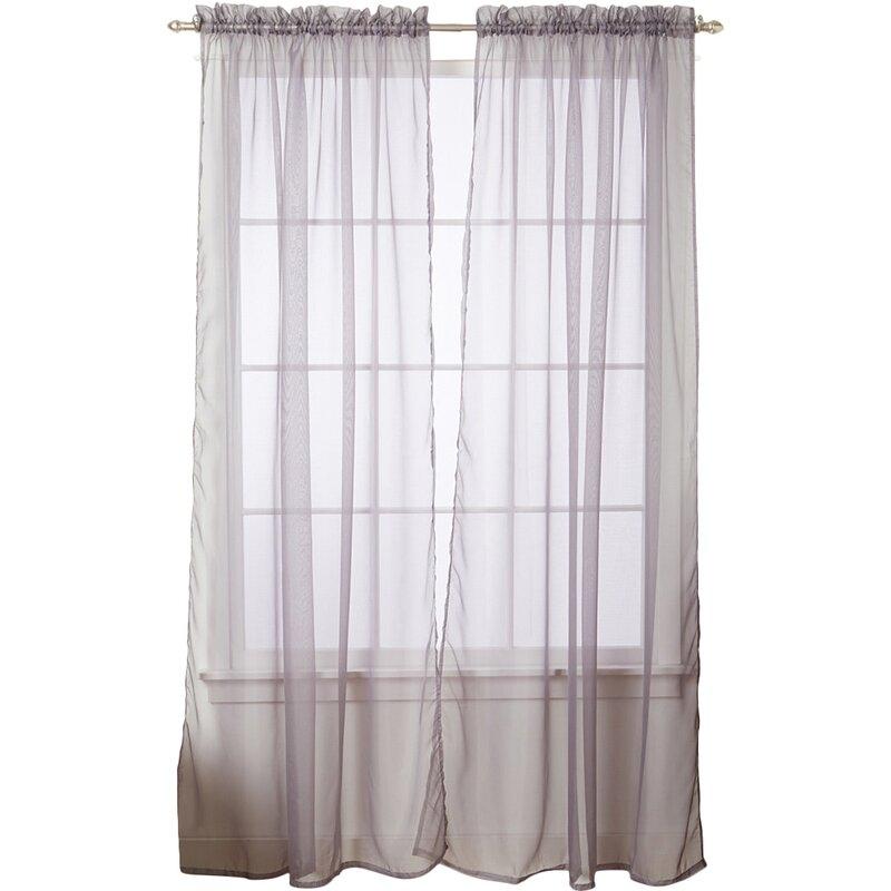 4-Pack: Dorian Solid Sheer Rod Pocket Curtain Panels Furniture & Decor Silver - DailySale