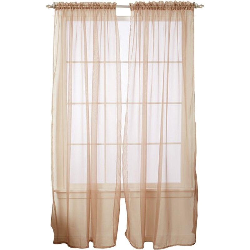 4-Pack: Dorian Solid Sheer Rod Pocket Curtain Panels Furniture & Decor Taupe - DailySale