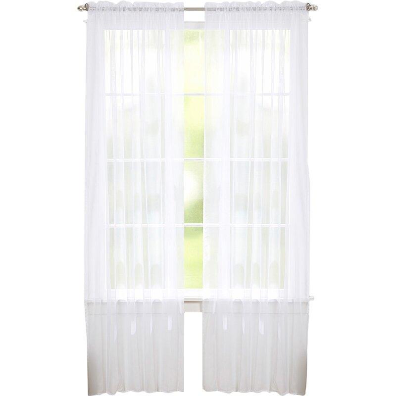 4-Pack: Dorian Solid Sheer Rod Pocket Curtain Panels Furniture & Decor White - DailySale