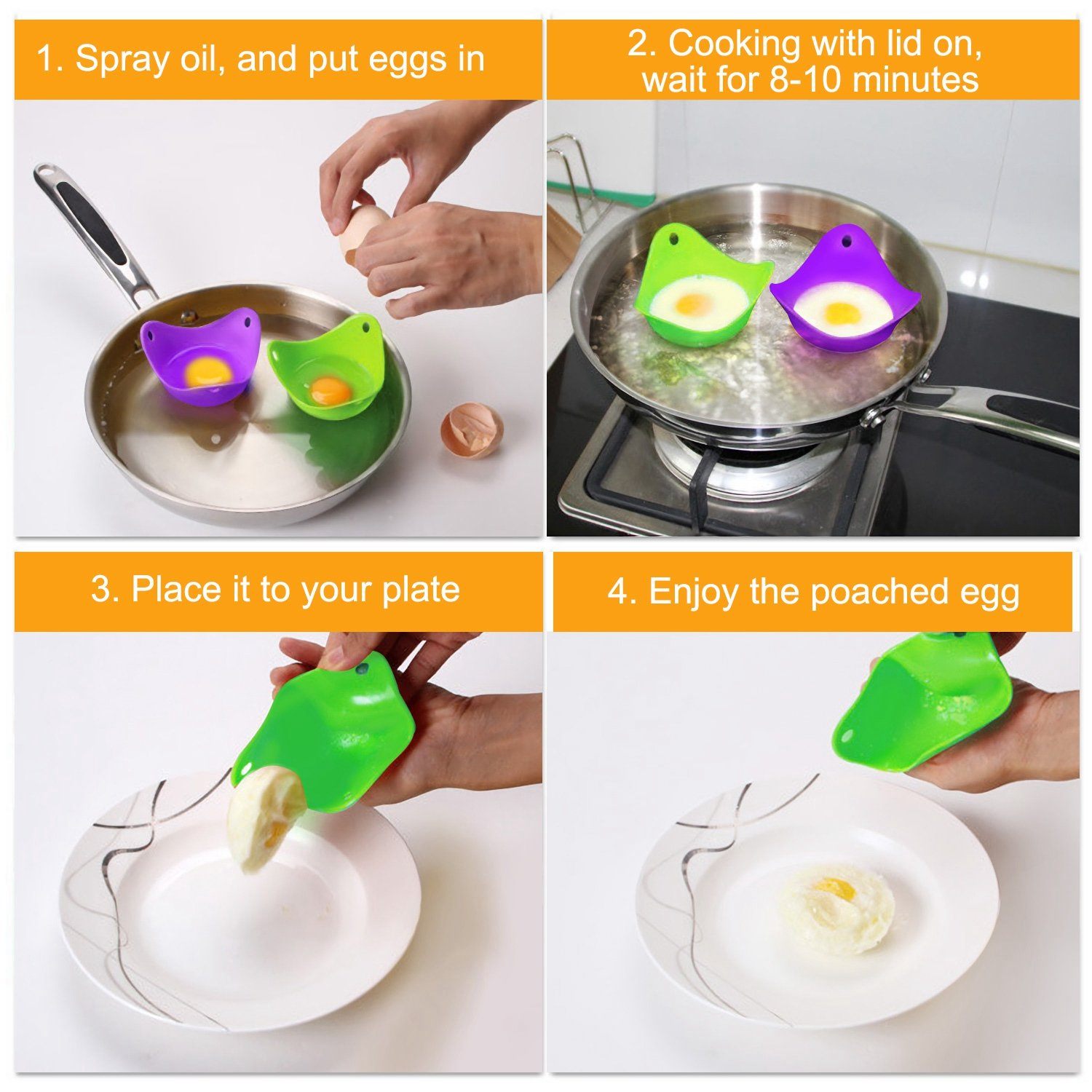 4-Pack: Egg Poachers Silicon Egg Cups Kitchen & Dining - DailySale