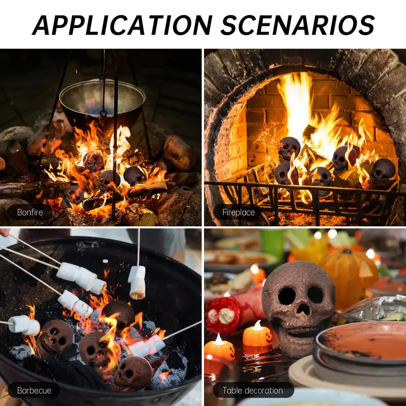4-Pack: Halloween Fire Pit Skull Ceramic Props Holiday Decor & Apparel - DailySale