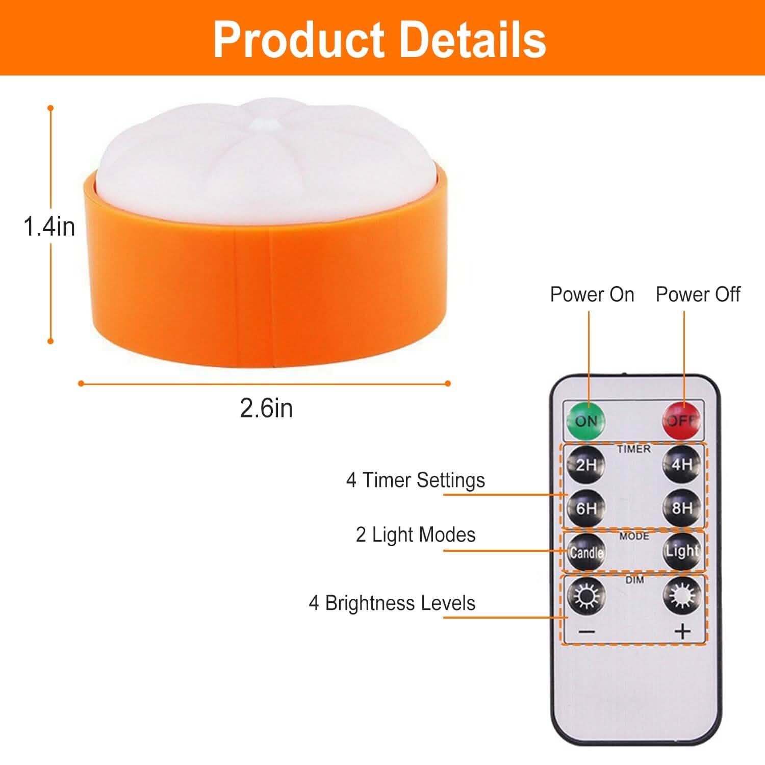 4-Pack: Halloween LED Pumpkin Lights Battery Operated with 2 Light Modes 4 Timer Setting Holiday Decor & Apparel - DailySale