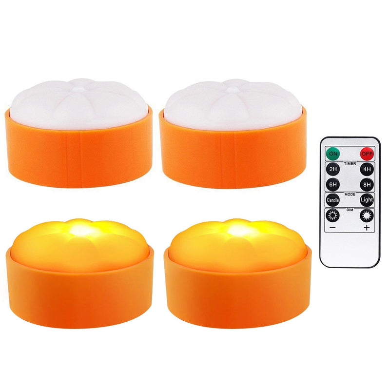 4-Pack: Halloween LED Pumpkin Lights Battery Operated with 2 Light Modes 4 Timer Setting Holiday Decor & Apparel - DailySale