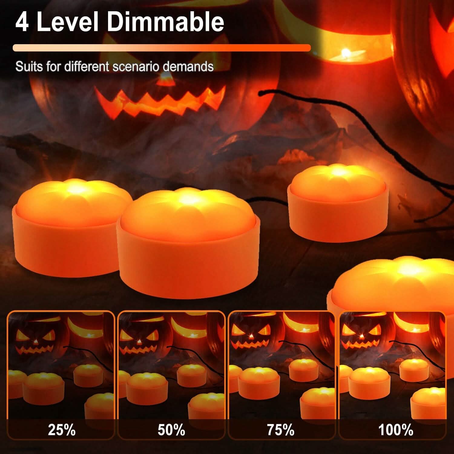 4-Pack: Halloween LED Pumpkin Lights Battery Operated with 2 Light Modes 4 Timer Setting Holiday Decor & Apparel - DailySale