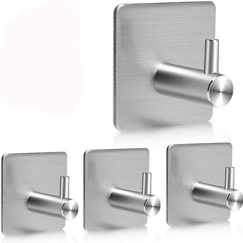 4-Pack: Heavy Duty Durable 304 Stainless Steel Wall Hangers Bath Square Silver - DailySale