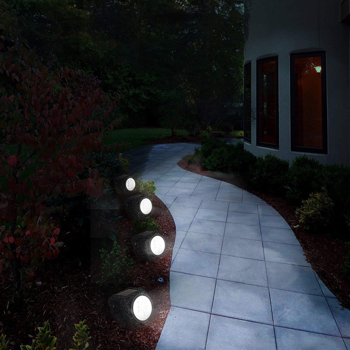 4-Pack: LED Solar Powered Rock Lights Outdoor Home Lighting - DailySale