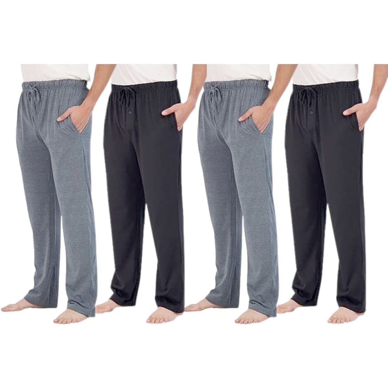 4-Pack: Men's Cotton Lounge Pants with Pockets