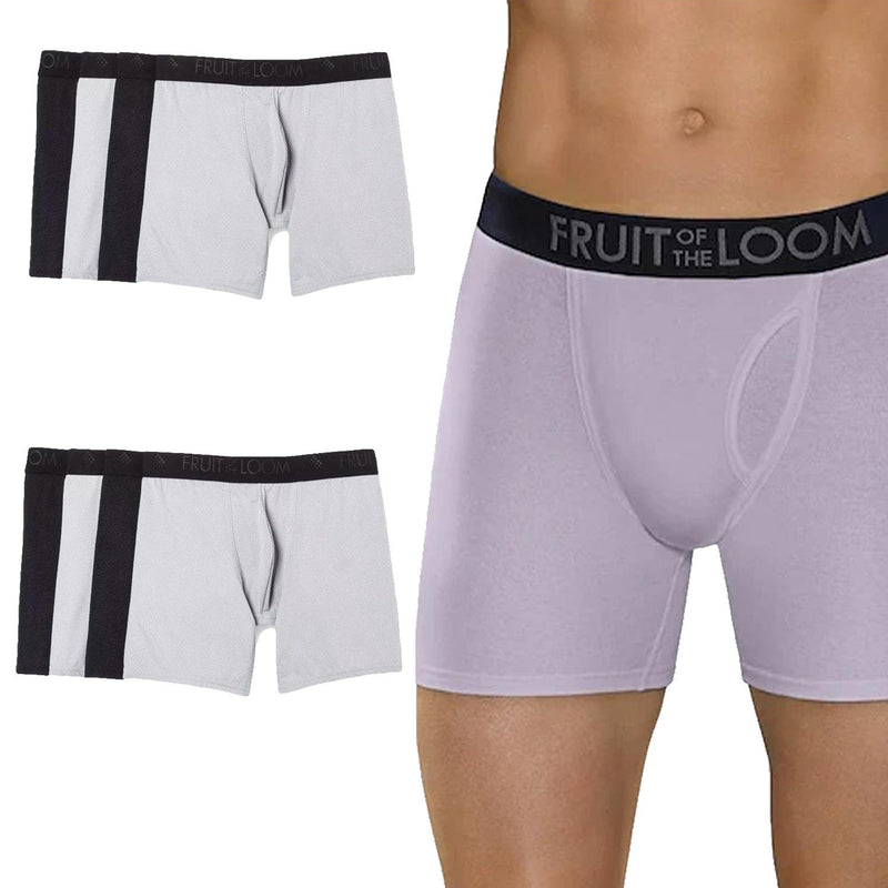 Fruit of the Loom Mens' Low Rise Boxer Briefs, 4-Pack 