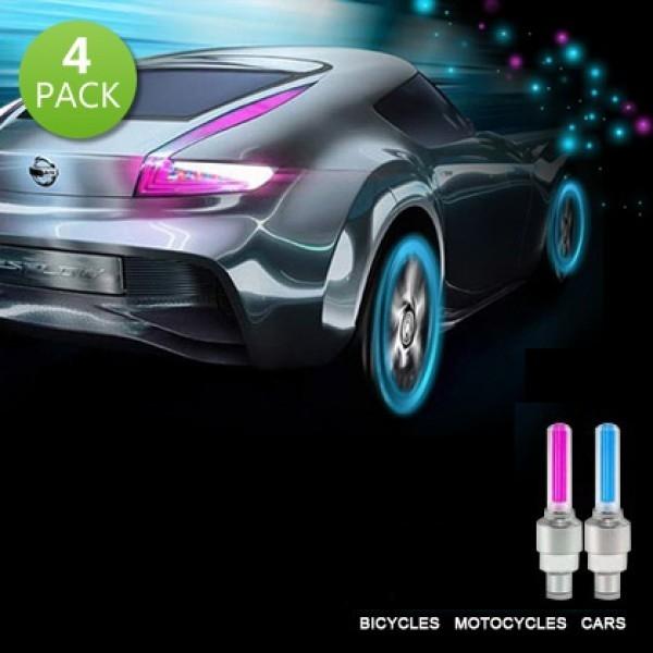 4-Pack: Motion Activated LED Tire Valve Stem Lights - Assorted Colors Auto Accessories - DailySale