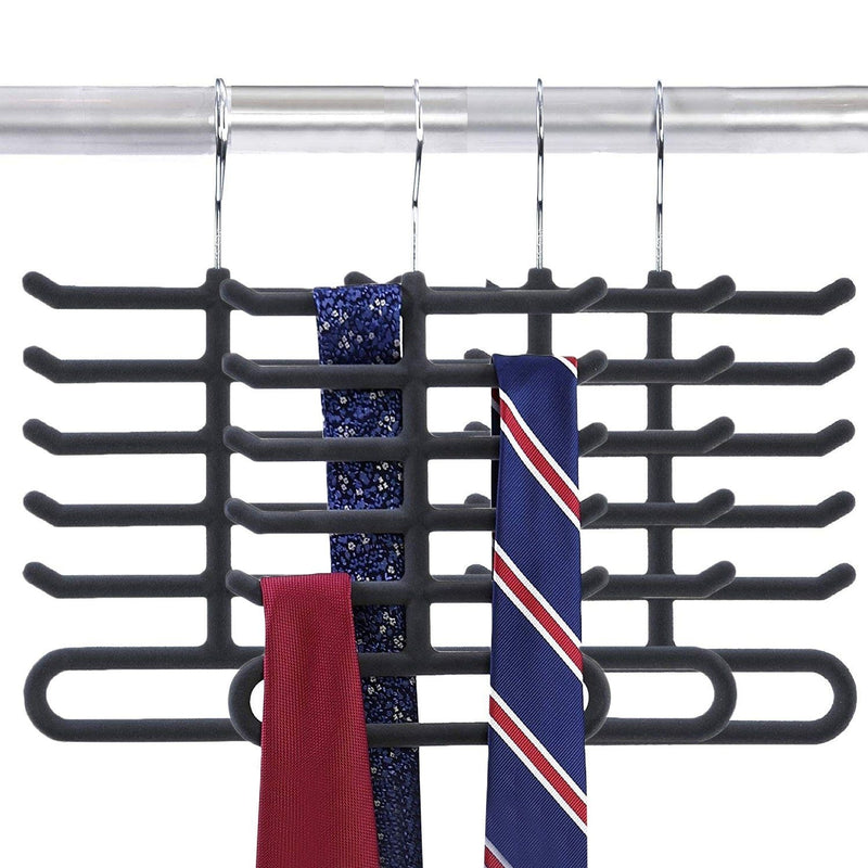 4-Pack: Non-Slip Velvet Tie Hanger Organizer Rack Home Essentials - DailySale