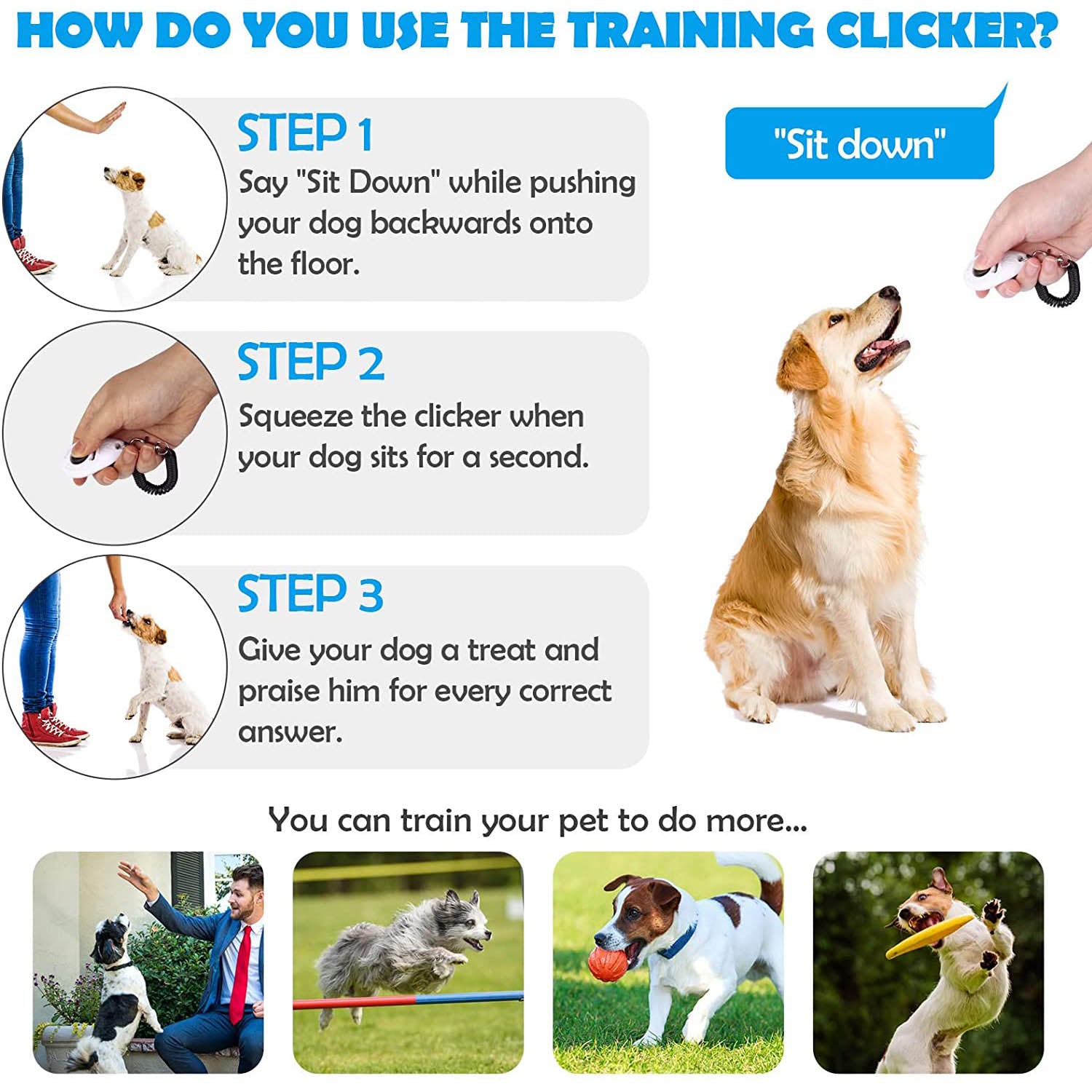 4-Pack: OYEFLY Dog Training Clicker with Wrist Strap Pet Supplies - DailySale