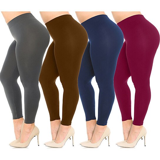 4-Pack: Plus Size Women's Ultra-Soft Stretchy Solid Yoga Leggings Women's Bottoms XL - DailySale