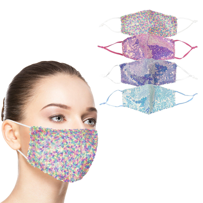 4-Pack: Sequined Fashion Face Mask Face Masks & PPE - DailySale