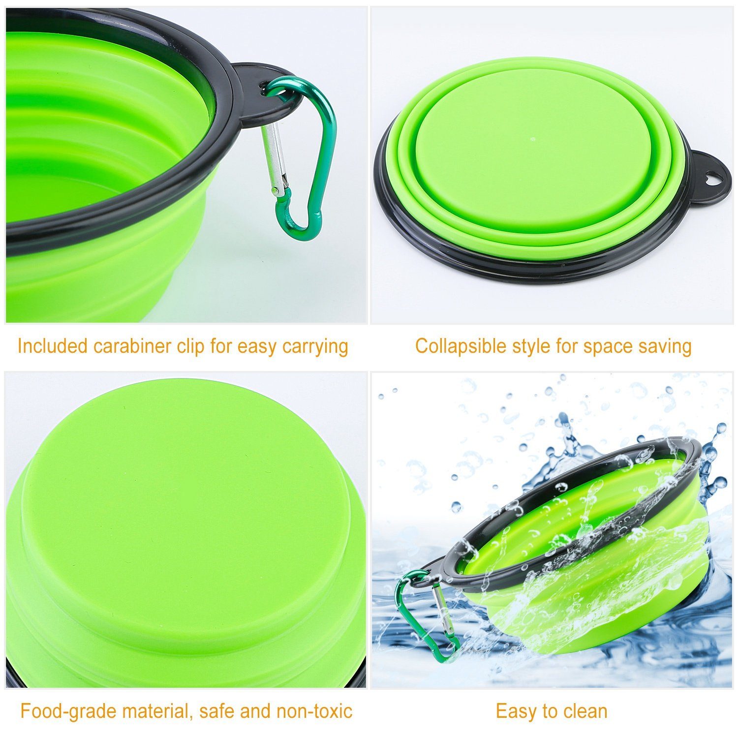 4-Pack: Silicone Collapsible Dog or Cat Food Water Bowl Pet Supplies - DailySale