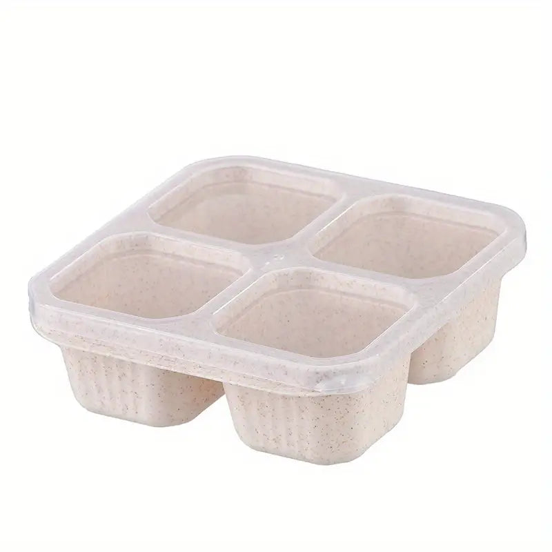 4-Pack: Snack Container With 4 Compartments, Divided Bento Lunch Box With Transparent Lids Kitchen Storage - DailySale