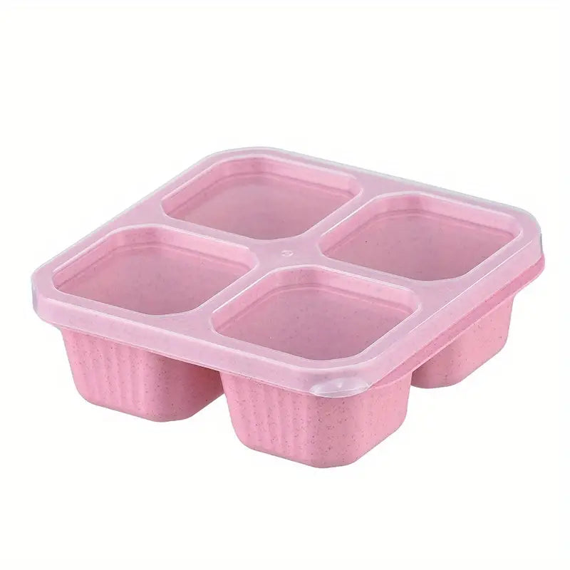 4-Pack: Snack Container With 4 Compartments, Divided Bento Lunch Box W
