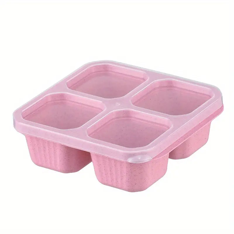 4-Pack: Snack Container With 4 Compartments, Divided Bento Lunch Box With Transparent Lids Kitchen Storage - DailySale