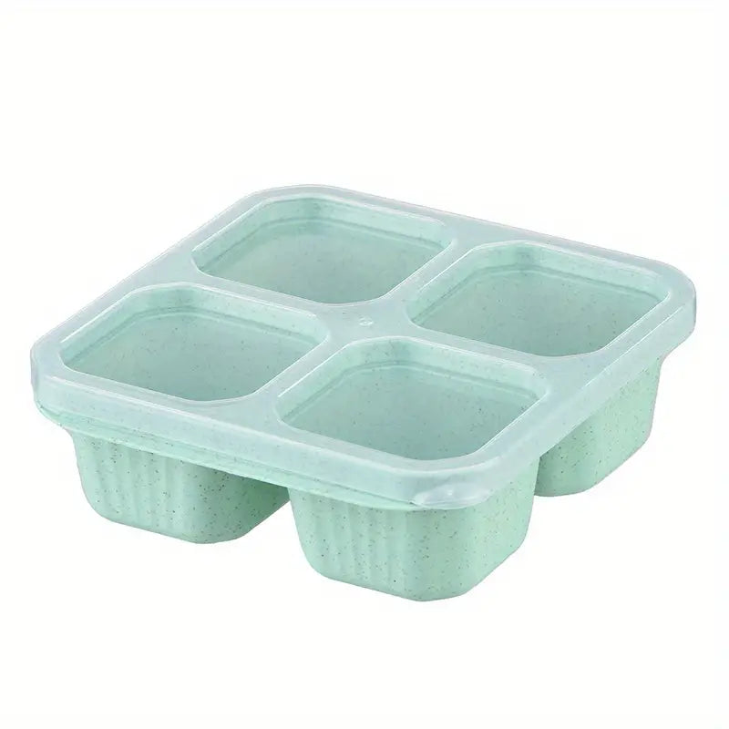 4-Pack: Snack Container With 4 Compartments, Divided Bento Lunch Box With Transparent Lids Kitchen Storage - DailySale