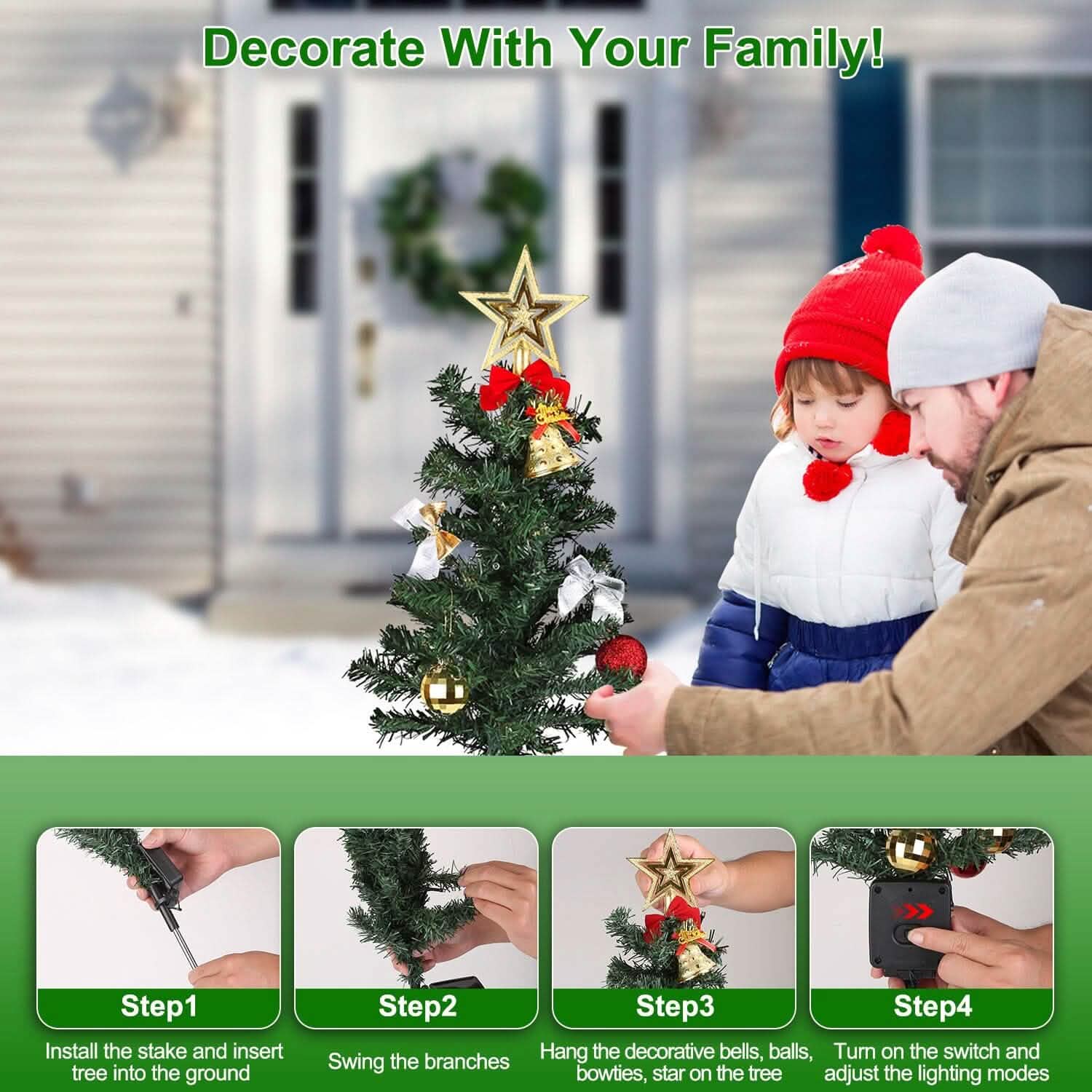 4-Pack: Solar Christmas Tree Lights Garden Decorations Holiday Decor & Apparel - DailySale