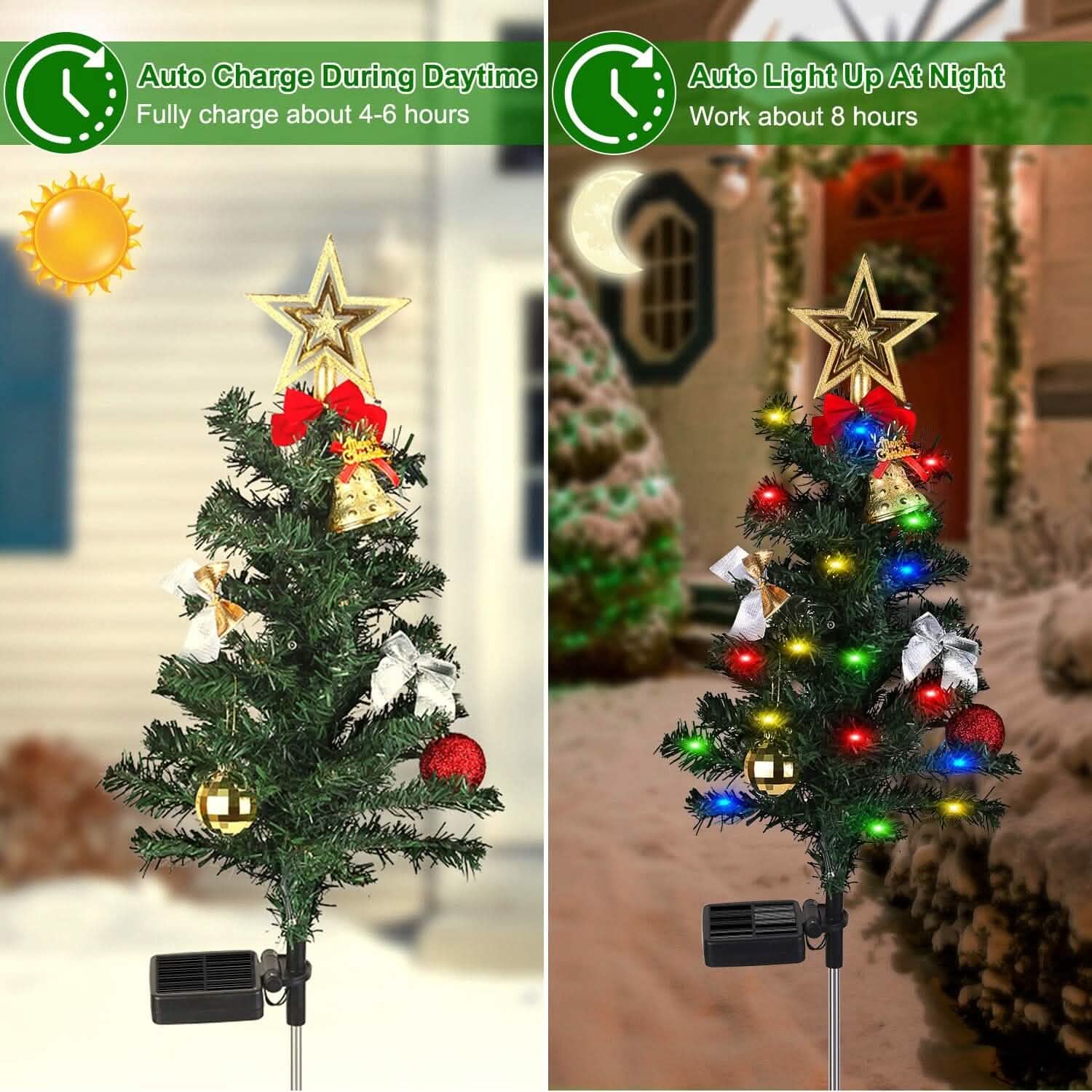 4-Pack: Solar Christmas Tree Lights Garden Decorations Holiday Decor & Apparel - DailySale