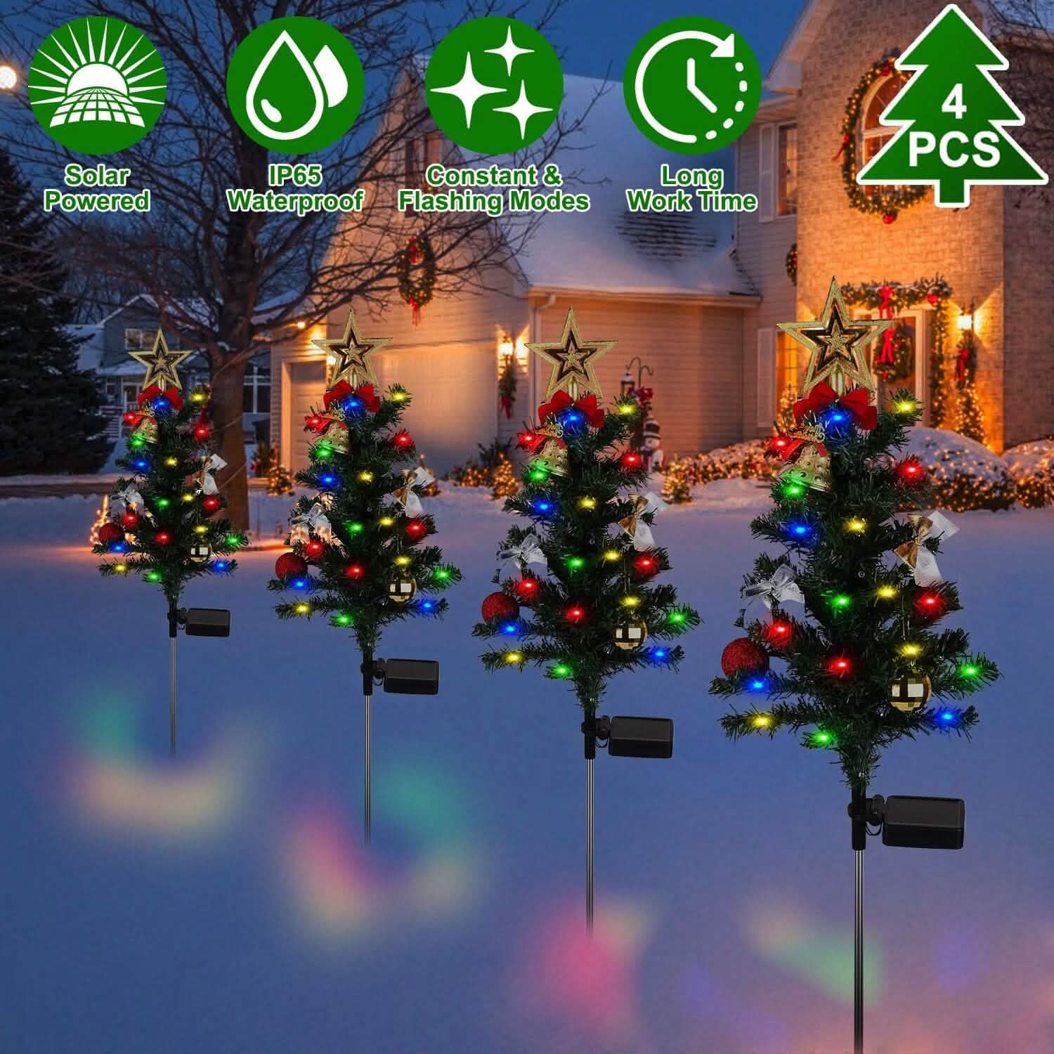 4-Pack: Solar Christmas Tree Lights Garden Decorations Holiday Decor & Apparel - DailySale