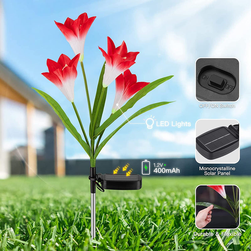 4-Pack: Solar Garden Lights Color Changing with16 Larger Lily Flowers Garden & Patio - DailySale