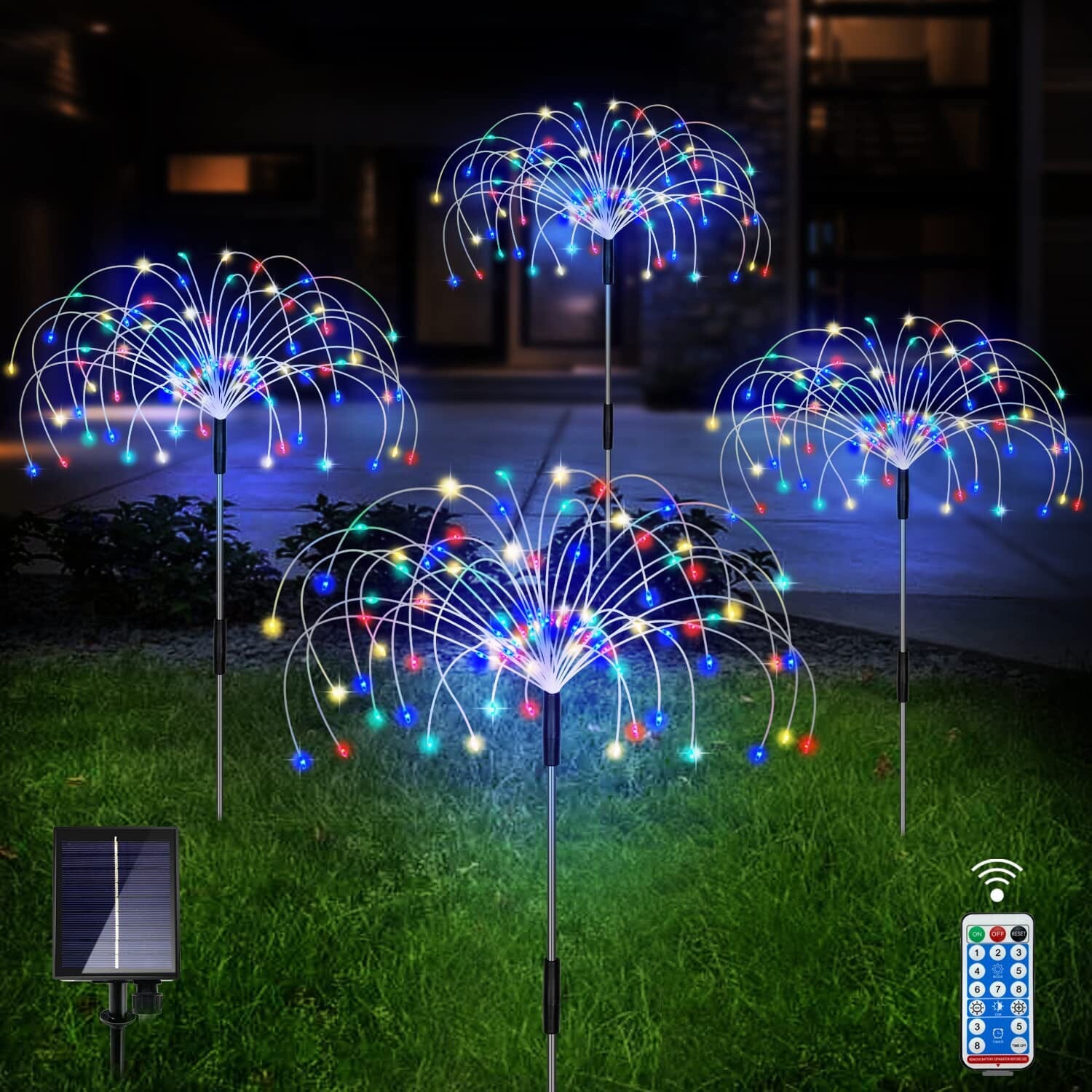 4-Pack: Solar Lights Outdoor, Warm White Garden Lights Outdoor Lighting Multicolor - DailySale